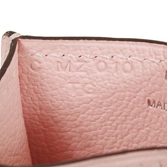 HERMES Diabolo Card Holder Case Chevre Mysore Leather Rose Sakura France - Picture 12 of 14